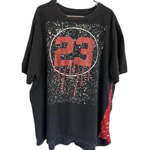 Switch Jordan 23 Spray‎ Paint Graffiti Short Sleeve T-Shirt 4XL Black Red White